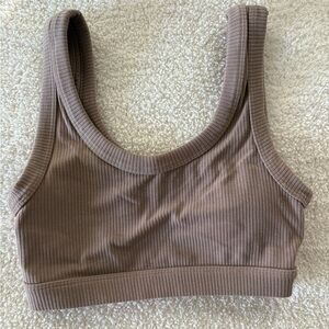 ALO Yoga Rib Wellness Taupe Sports Bra